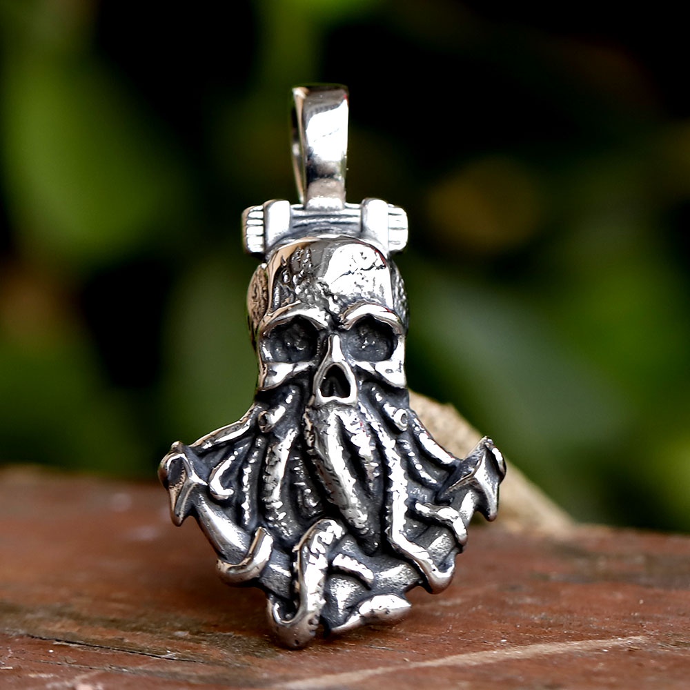 Liontin Kalung Gurita Tengkorak Punk Desain Unik Untuk Pria Hip Hop Biker Perhiasan Hadiah