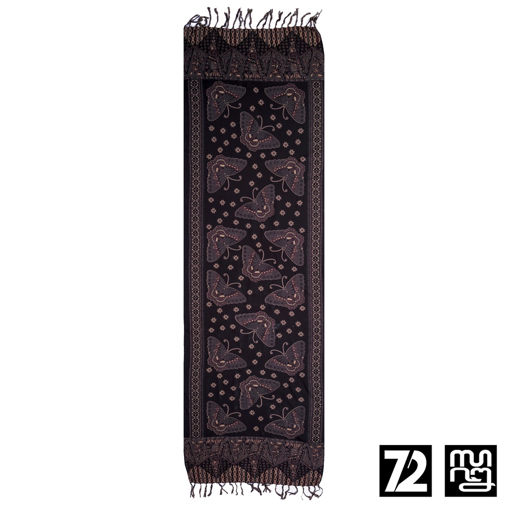 Kain Dan Selendang Premium Motif Two Tone Kolam Bali Warna Hitam Tanah 723905 Cap 72