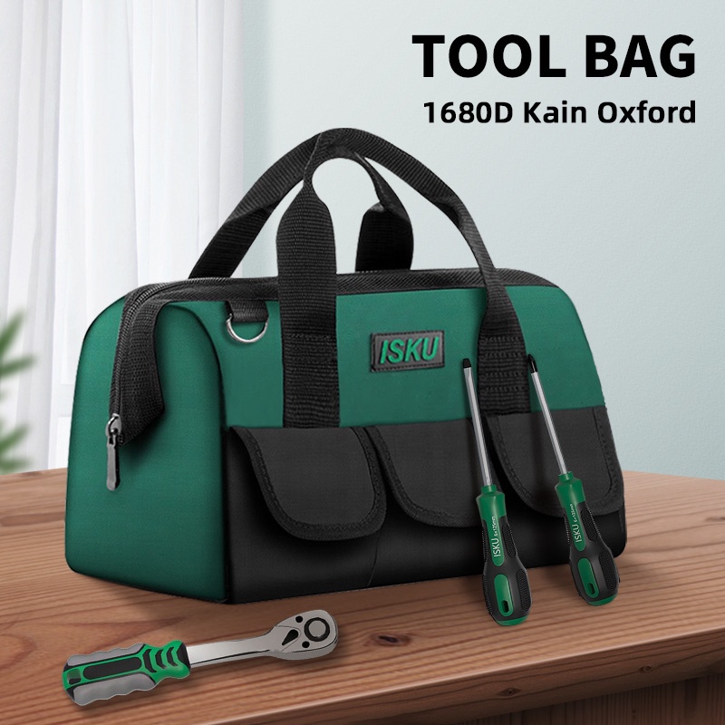 ISKU Tool Bag Besar ukuran 13 16 18 inch 1680D Tas Perkakas  Kain Oxford  Anti air