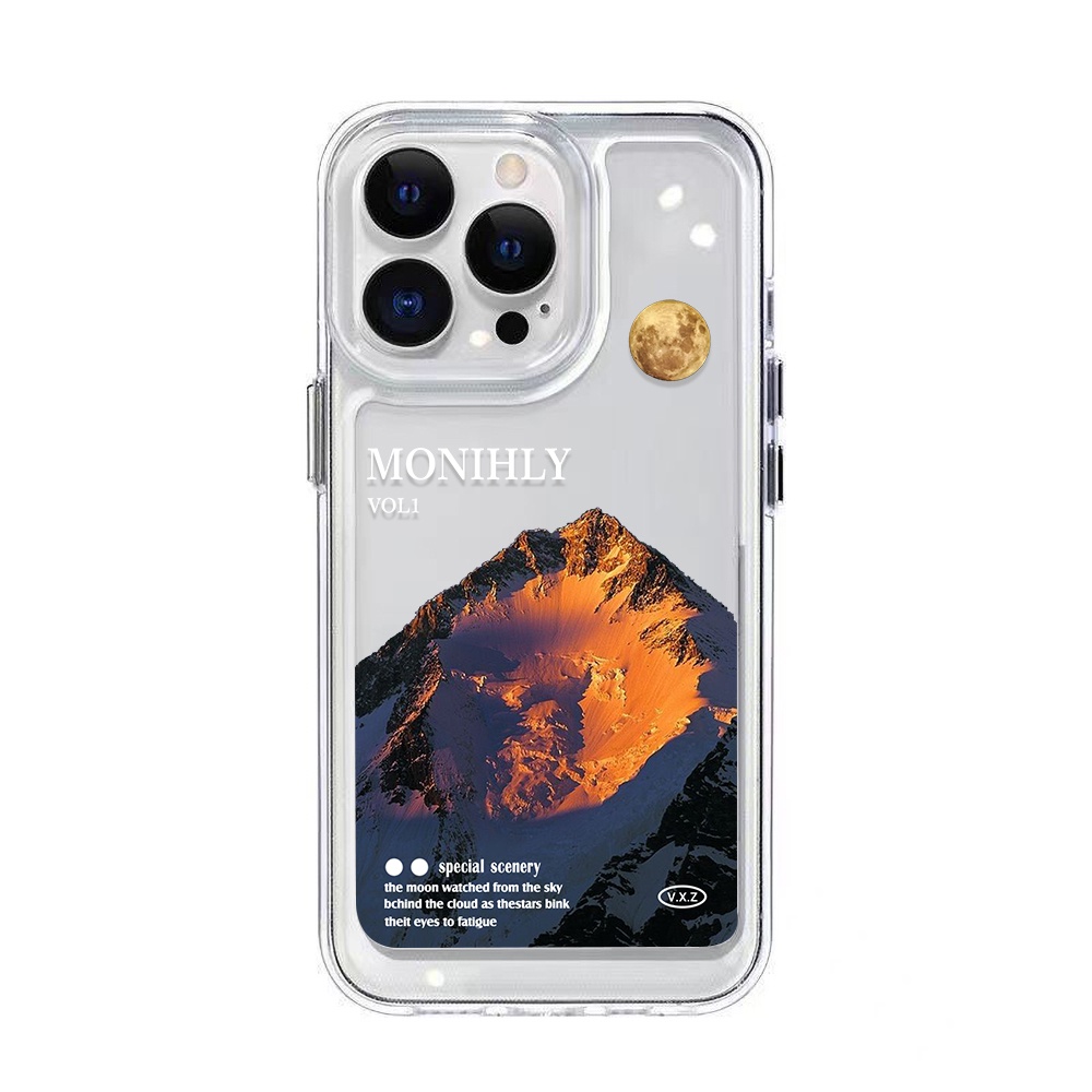 Casing Bulan Gunung Untuk Vivo S12 S15 S6 S7 S9 S9E S10 5G S10 Pro X30 X30 Pro X50 X60 X70 X80 X27 V23 Pro V23E Iqoo 56 Neo5 Neo6 8 8 Pro Z6 U5 Akrilik Ruang TPU Belakang Sarung