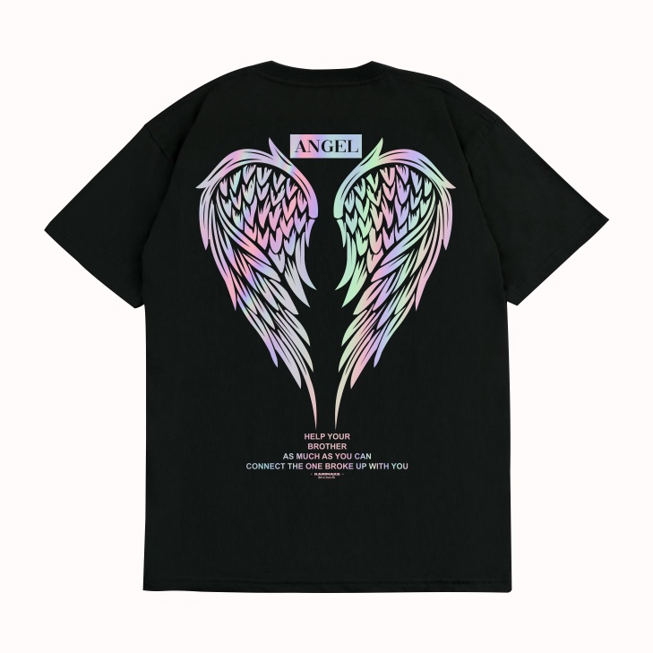 Kaos T Shirt ANGEL WINGS HOLOGRAM STREETWEAR - KRMK3
