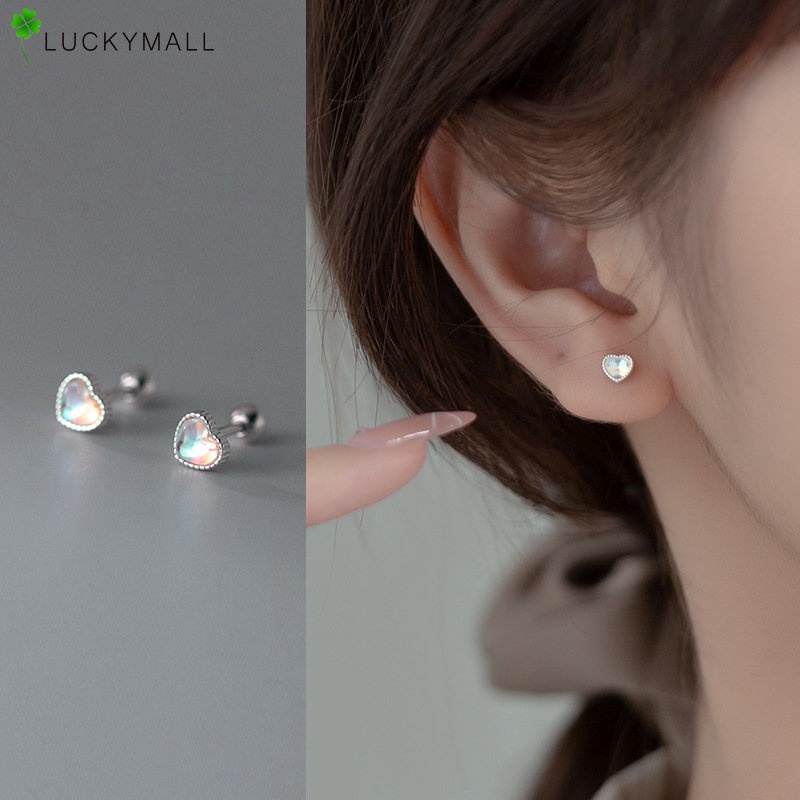 Fashion Blue Opal Anting Sekrup Untuk Wanita Hypoallergenic Elegan Jantung Stud Earring Jewerly Aksesoris