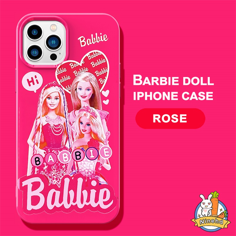 IPHONE Vintage Butterfly Barbie Rose Red Glossy Phone Case Kompatibel Untuk Iphone14 13 12 11 Pro Max X Xr Xs Max 8 7 6 6s Plus SE2020 Keringat Tahan Gores Silikon Lembut Tpu Penutup Belakang