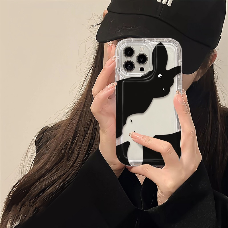 IPHONE Cute Couple Rabbit Soft Phone Case Kompatibel Untuk Iphone14 13 11 12 Pro XS Max X XR 78 Plus Casing TPU Silikon Shockproof Cover