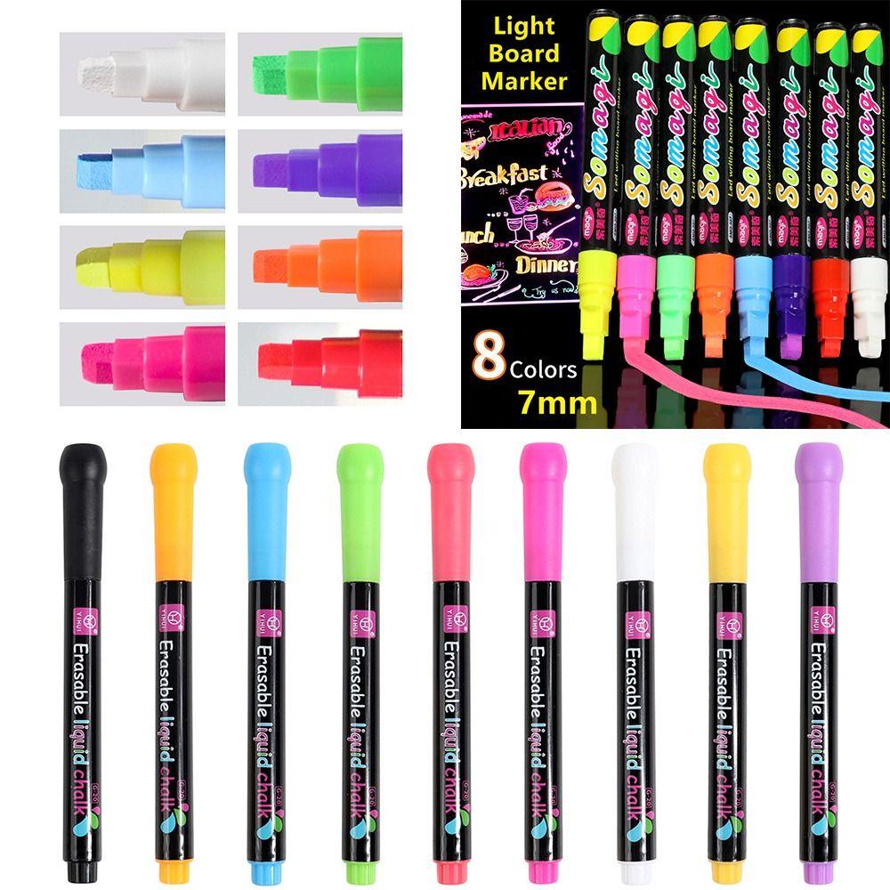 WONDER Pena Kapur Cair Multi-Warna Jendela Kaca Lukisan Papan Tulis Graffiti Art Marker Pen