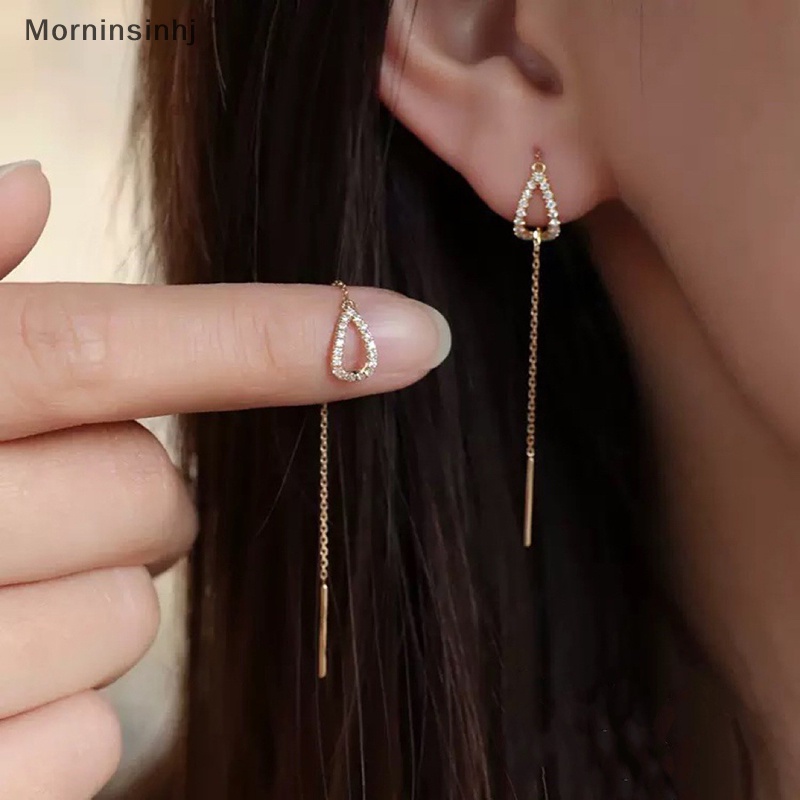 Mornin 1pasang Drop Ear Line Anting Gantung Panjang Untuk Wanita Berlian Imitasi Threader Earing Ear Aksesoris Perhiasan id