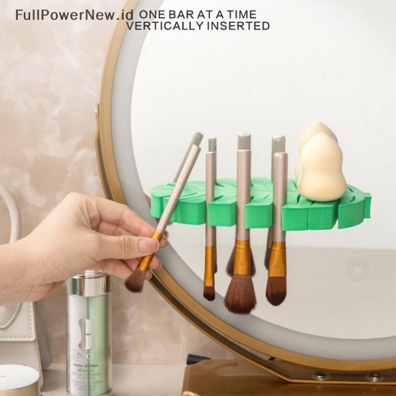 Power Bentuk Daun Kuas Makeup Rak Pengering Holder Stand EVA Kosmetik Brushs Drain Stand ID