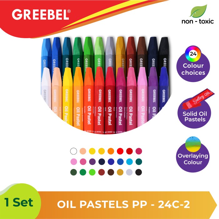 

GREEBEL Crayon Krayon KIDS OIL PASTEL 24 Warna untuk Anak non toxic