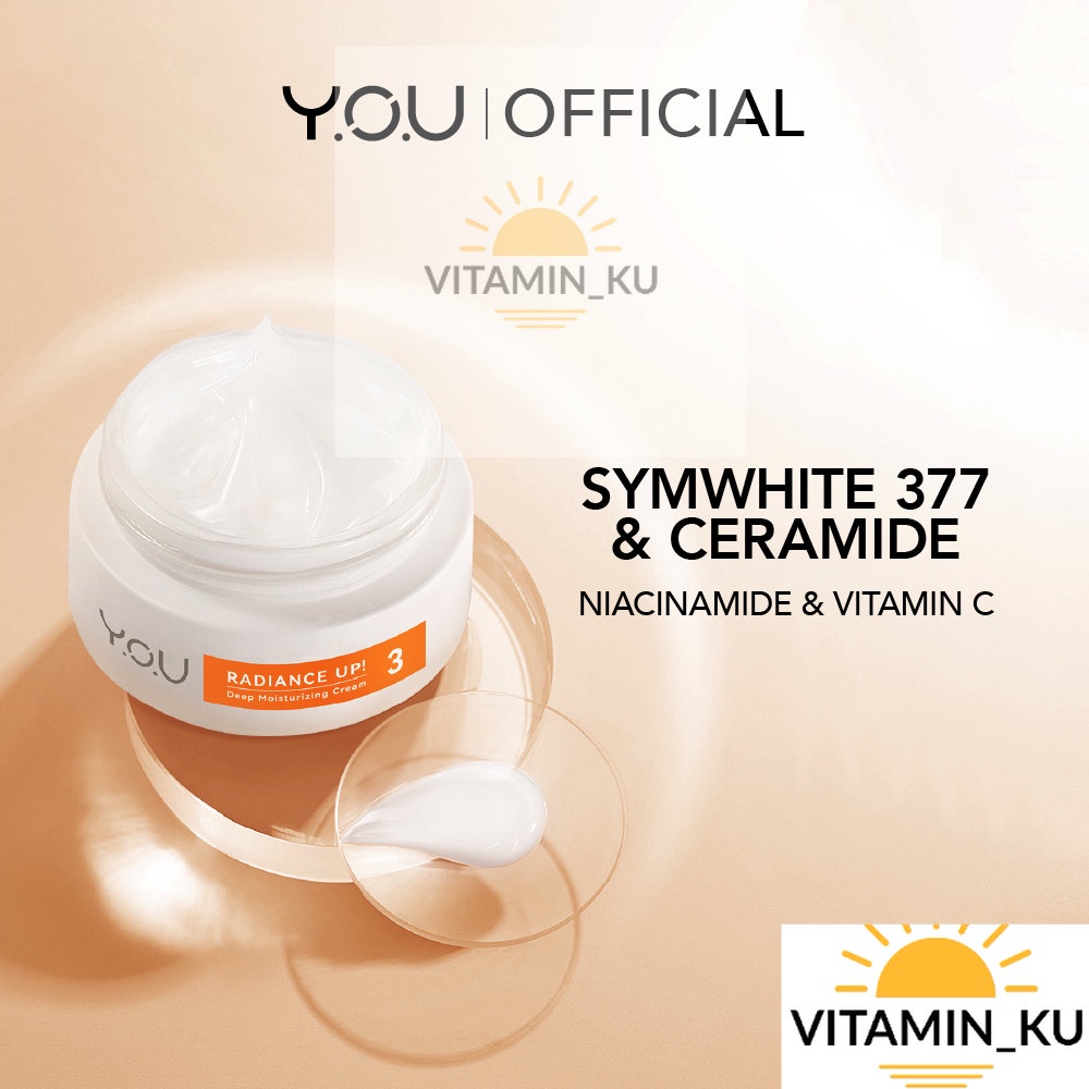 YOU Symwhite 377 Radiance Up Skin Barrier Moisturizer and Brightening Cream with Ceramide + Niacinamide | Atasi Bekas Jerawat and Dark Spot VITAMINKU