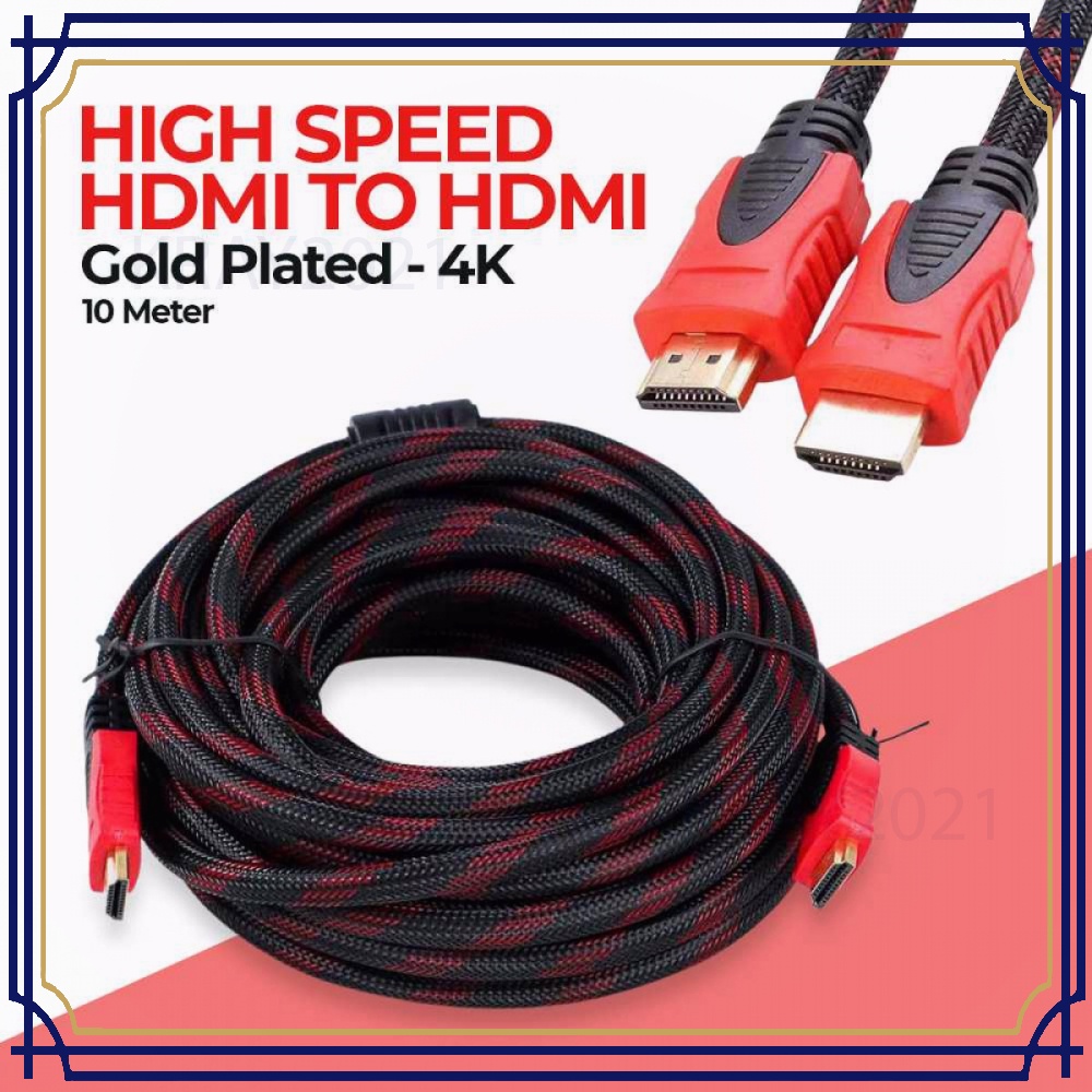 High Speed HDMI to HDMI Cable OD7.3mm Gold Plated 4K 10 Meter - HYX