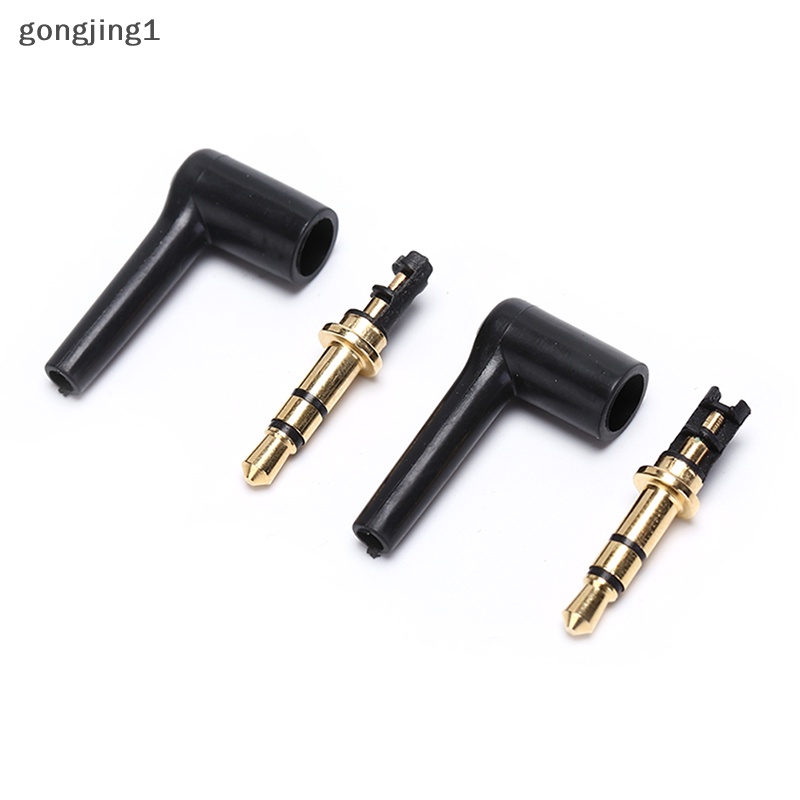 Ggg 2pcs jack Colokan headset stereo 3.5mm Berlapis 90derajat Konektor Adaptor Audio ID