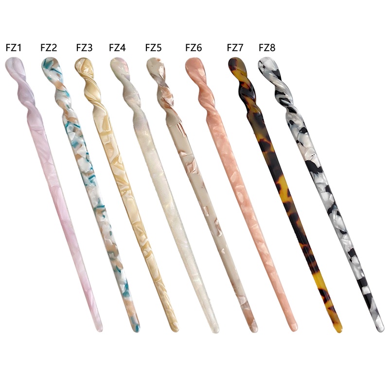 Woman Vintage Hair Stick Gaya Cina Resin Chopstick Marble Leopard Print Jepit Rambut Aksesoris Rambut Untuk Gadis Hiasan Kepala Elegan