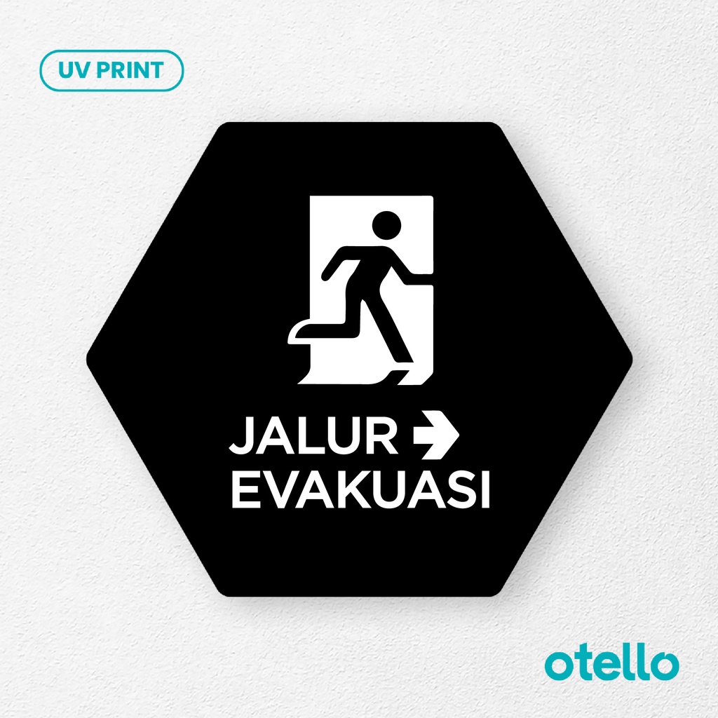 Jalur Evakuasi Signage Board Akrilik Tempel Dinding Papan Acrylic Sign Board Signage Tempel Dinding Tulisan Label Tanda Petunjuk Rambu Aklirik UV Print