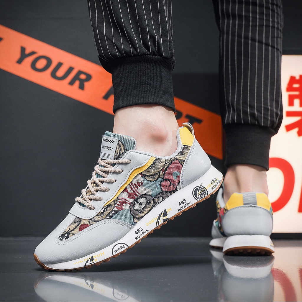 Sepatu Kece Cowok Motif Warna Sneakers Pria Fashion Trendy Fashion Korea Casual Import Terbaru