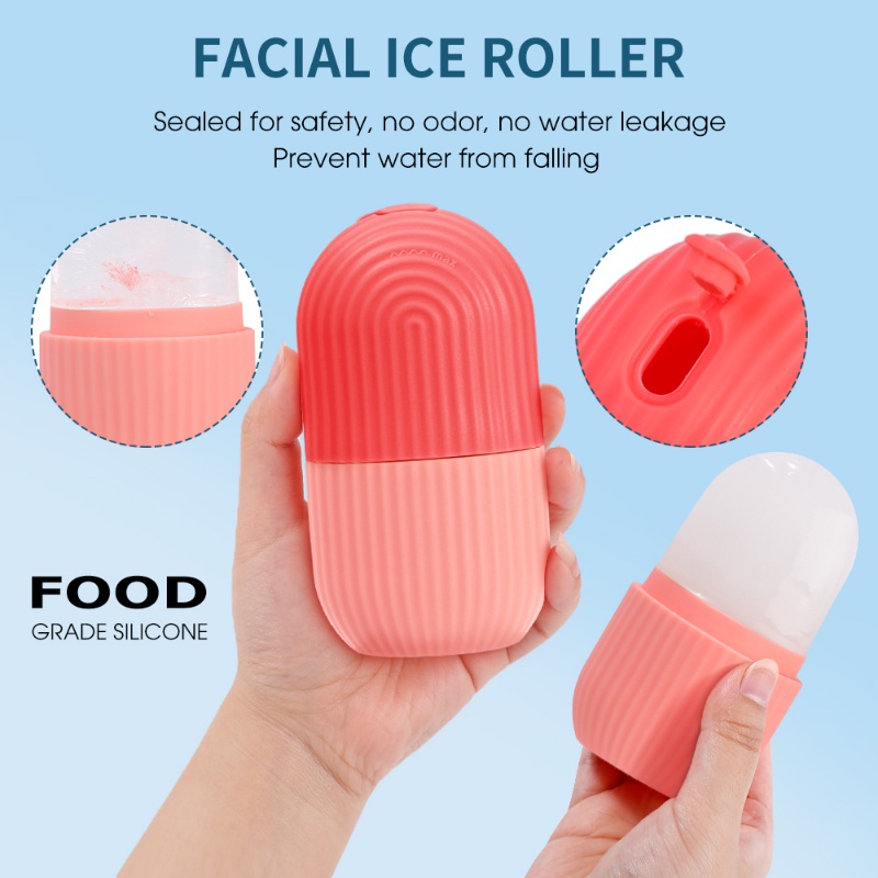 Roller Pijat Silikon Es Batu Wajah/ Safety Skin Lifting Contouring Massager/ Cetakan Nampan Pelembab Icing Bisa Dicuci