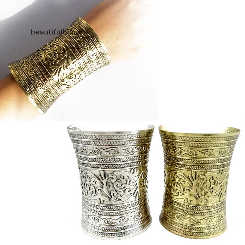 {beautifulhome} Fashion Antik Melengkung Perhiasan Panjang Lebar Vintage Logam Manset Gelang Bangle Baru.