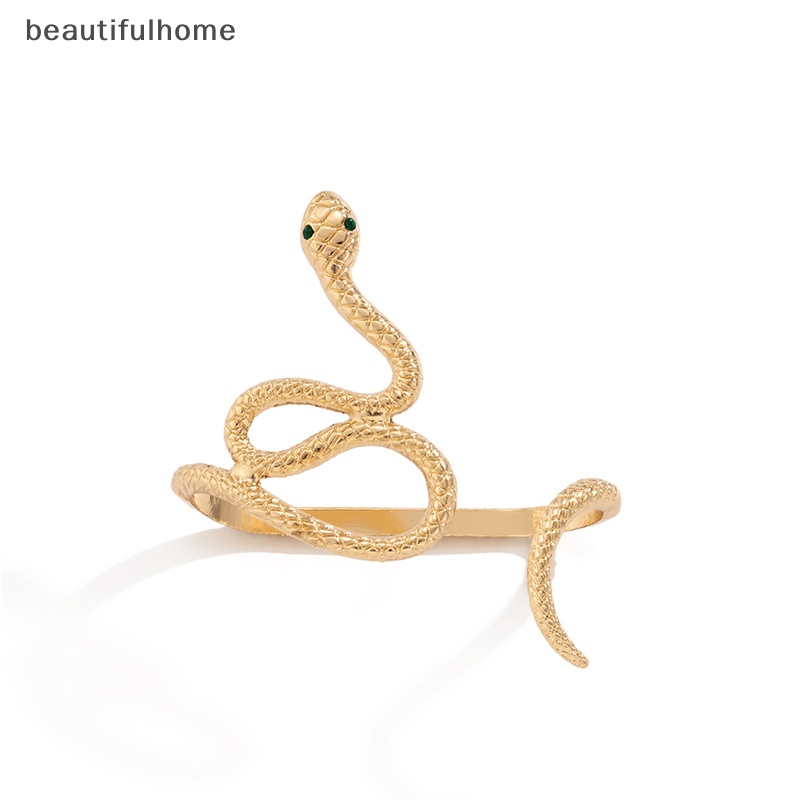 {beautifulhome} Punk Snake Cuff Gelang Pria Wanita Bohemian Fashion Perhiasan Sederhana Bangle Terbuka.