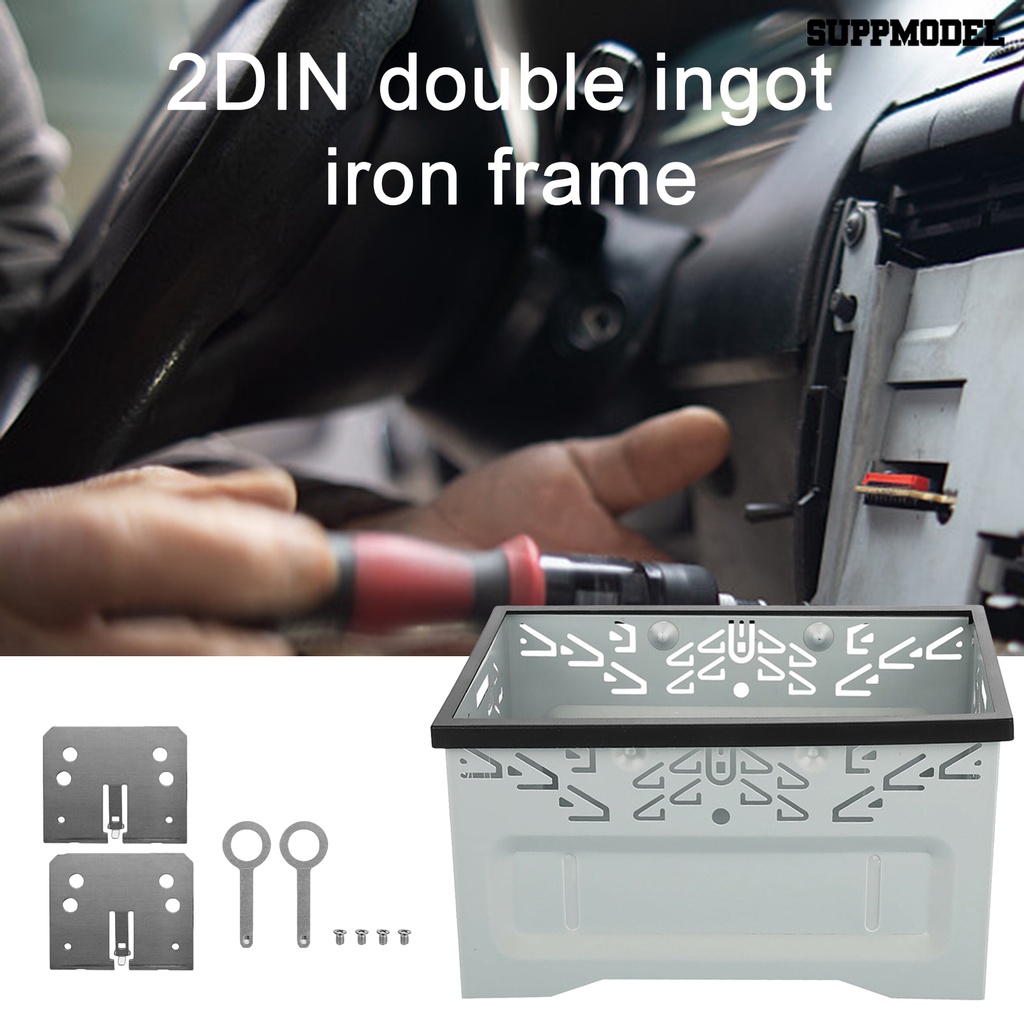 [SM]1 Set Panel Bracket Navigasi DVD Profesional Metal Universal 2DIN Double Ingot Rangka Besi Aksesoris Otomatis