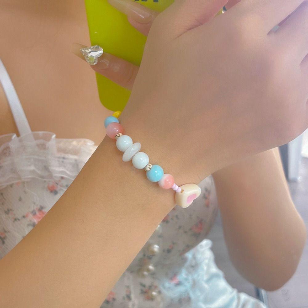 Mxbeauty Gelang Warna Permen Hadiah Kreatif Perhiasan Aksesoris Dopamin Aksesoris Tangan Cincin Retro Gaya Korea Bintang Charms Bracelet Untuk Wanita