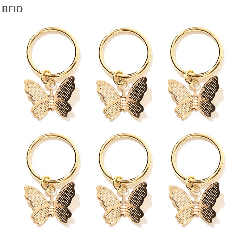 [BFID] 6pcs Jepit Rambut Liontin Bintang Kupu-Kupu Untuk Wanita Trendy Cincin Logam Hiasan Kepala [ID]