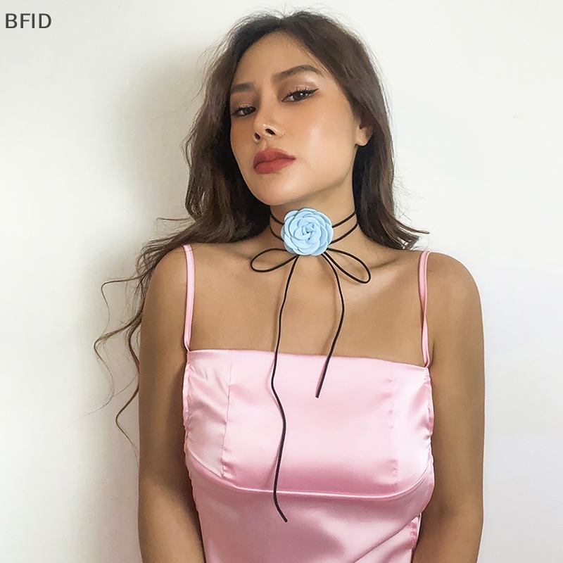 [BFID] 1pc Kalung Choker Bunga Mawar Untuk Wanita Rantai Tali Simpul Ikatan Simpul Adjustable [ID]