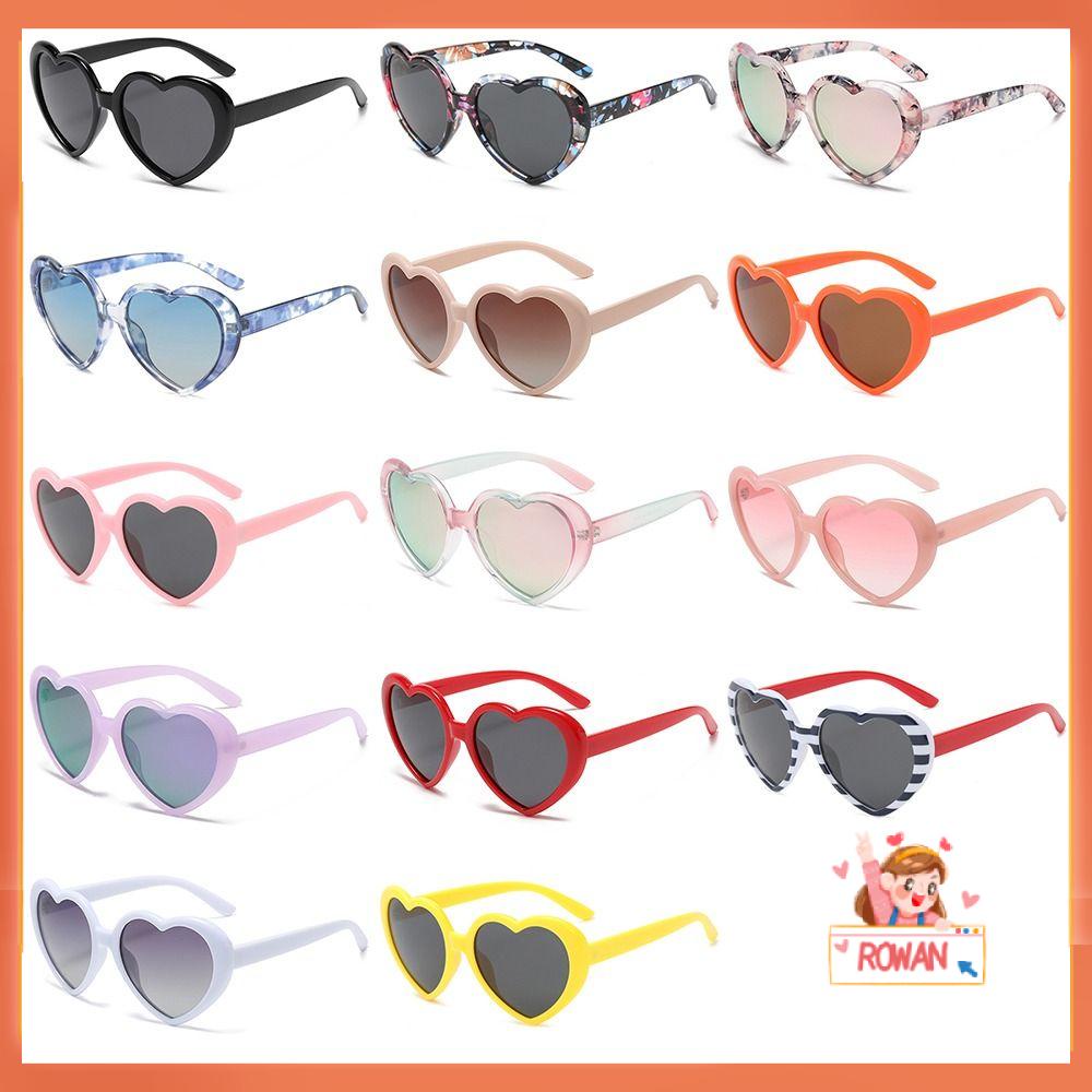 R-flower Polarized Heart Sunglasses Musim Panas Kacamata Pesta Fashion Wanita Warna Permen Berbentuk Hati