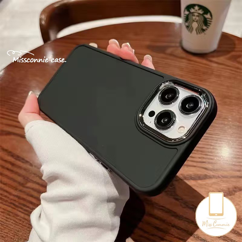 IPHONE Casing Ponsel Persegi Plating Warna Permen Macaron Mewah Kompatibel Untuk Iphone11Xr7Plus 8plus14 13 11 12 Pro MAX X 7 8 Plus XS MAX Simple Warna Solid Full Cover Pelindung