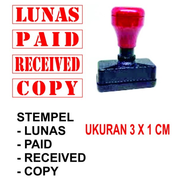 

stempel lunas, stempel paid, stempel received, stempel copy - LUNAS, Merah