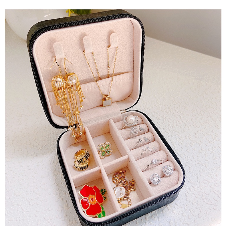 Versi Korea Kotak Penyimpanan Perhiasan Travel Portable Jewelry Box Kotak Perhiasan Kemasan Cincin Kecil