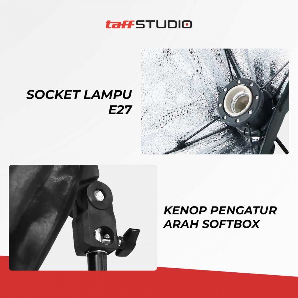 TaffSTUDIO Payung Tripod Softbox Reflektor Studio Fotografi + Bohlam