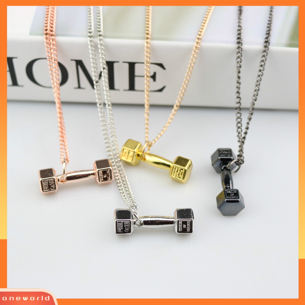 [ONR] Fitness Dumbbell Necklace Pria Kalung Kepribadian Wanita Barbel Aksesoris