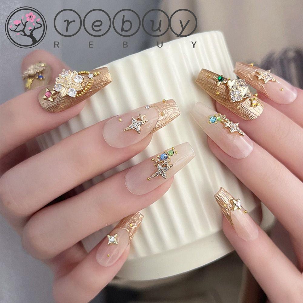 Rebuy Nail Art Dekorasi 3D DIY Gaya Perancis Retro Cantik Elemen Alloy Aksesoris Kuku