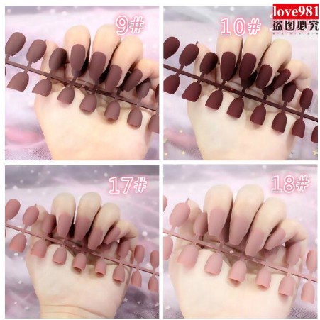 24pcs Kuku Palsu Warna Matte Halus