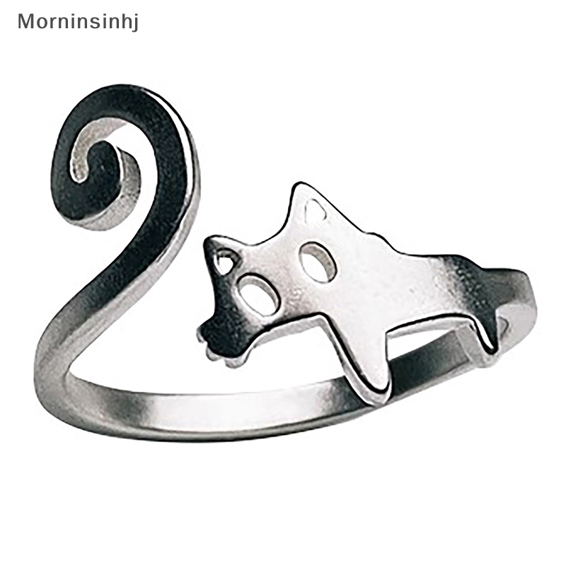 Mornin Cincin Jari Kucing Lucu Warna Silver Pembukaan Cincin Adjustable Untuk Wanita Gadis Ins Gaya Kesederhanaan Kepribadian Perhiasan Pesona Hadiah id