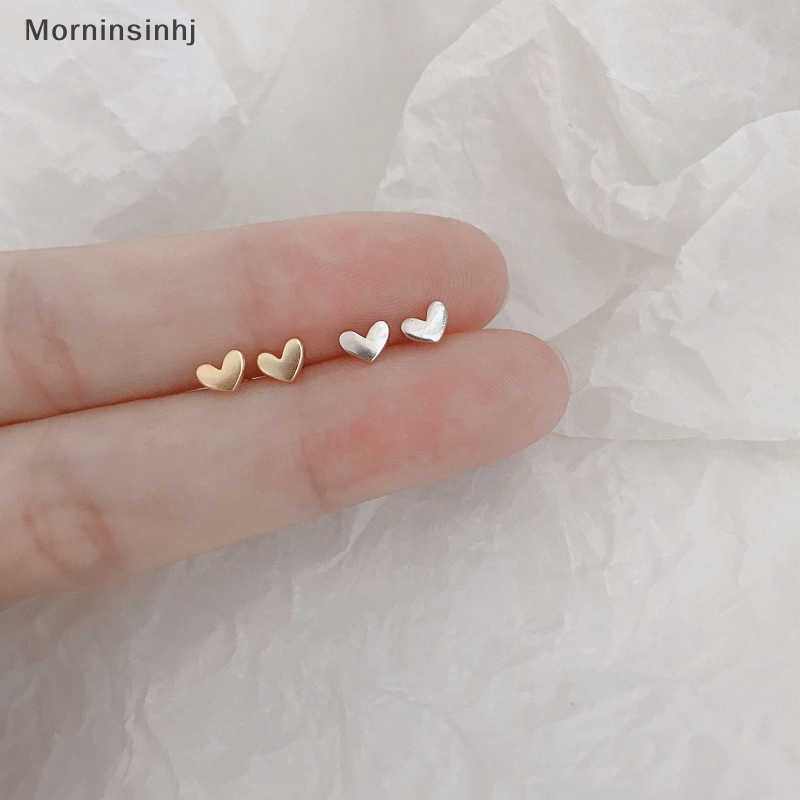 Mornin 1pasang Anting Tusuk Simple Fashion Hati Mini Warna Gold Silver Perhiasan Stud Telinga Gaya Korea Untuk Wanita Telinga Kecil id