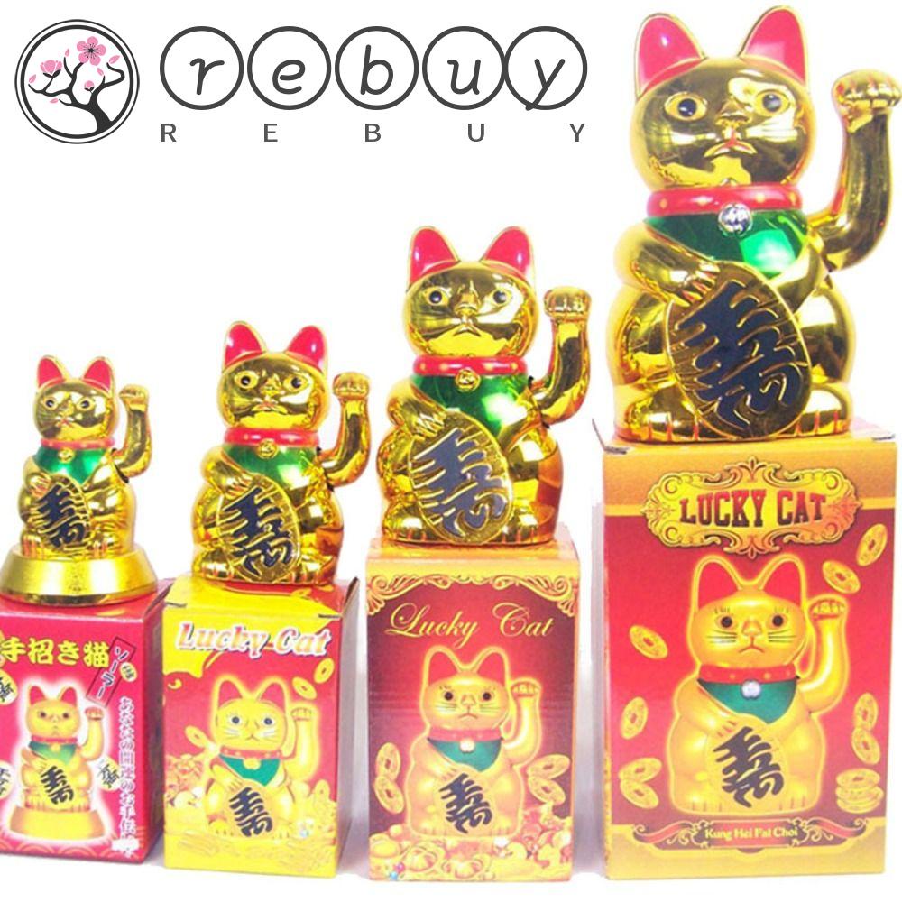 Rebuy Patung Kucing Lucu Golden Waving Hand Furnishing Decoration Opening Gift Kerajinan Tangan Hiasan Mobil Ornamen Kucing Keberuntungan