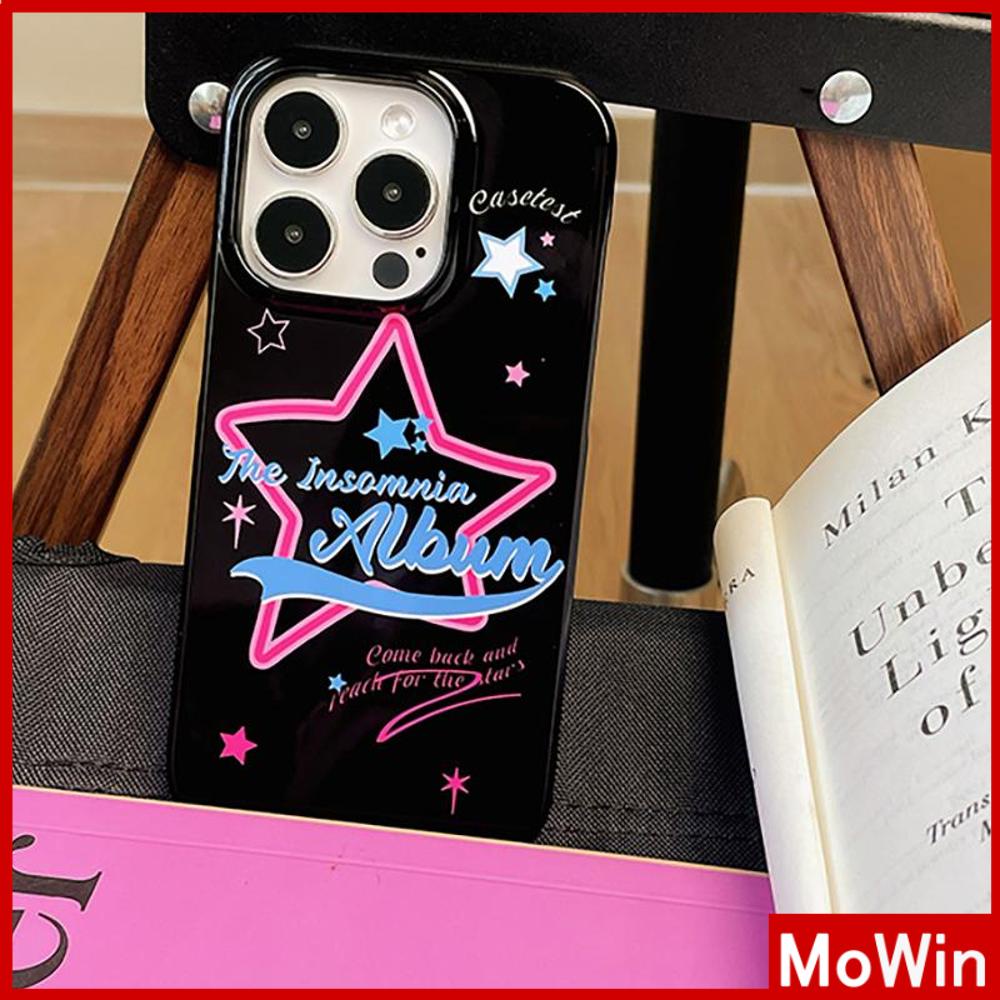 Case iPhone 14 Pro max iPhone Case Hitam Glossy TPU Soft Shell Tahan Guncangan Perlindungan Kamera Bintang Sederhana Kompatibel dengan iPhone 13 Pro max 12 Pro Max 11 xr xs max 7Plus 8Plus