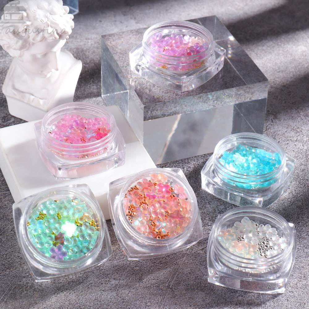 AUGUSTINA Agustin 3D Dekorasi Nail Art Korea Elegan Caviar Beads Aurora Flower DIY Hiasan Kuku