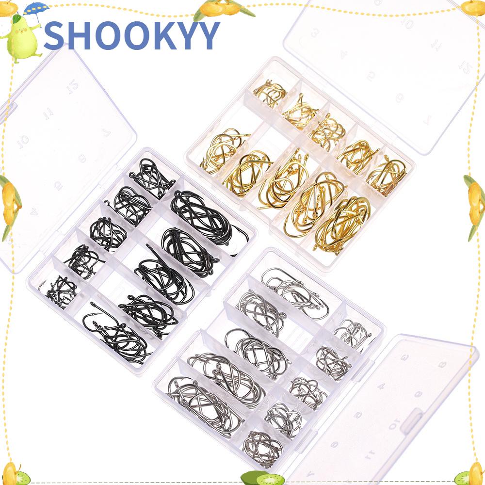 CHOOKYY Chookyy 100Pcs 1kotak Kail Pancing New 10ukuran Fishook Baja Karbon