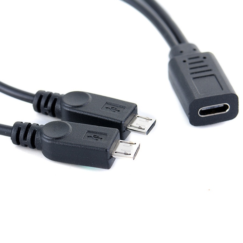 Cre 2in1 Tipe C Female to Micro USB Cable Kabel Charger Handphone Dua Perangkat Splitter Micro USB C Adapter Untuk Phon