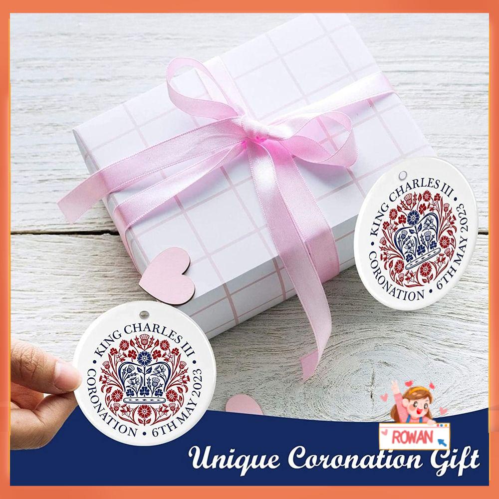 R-FLOWER Liontin Hadiah King Charles Coronation Memorabilia Official Pattern Emblem Anniversary