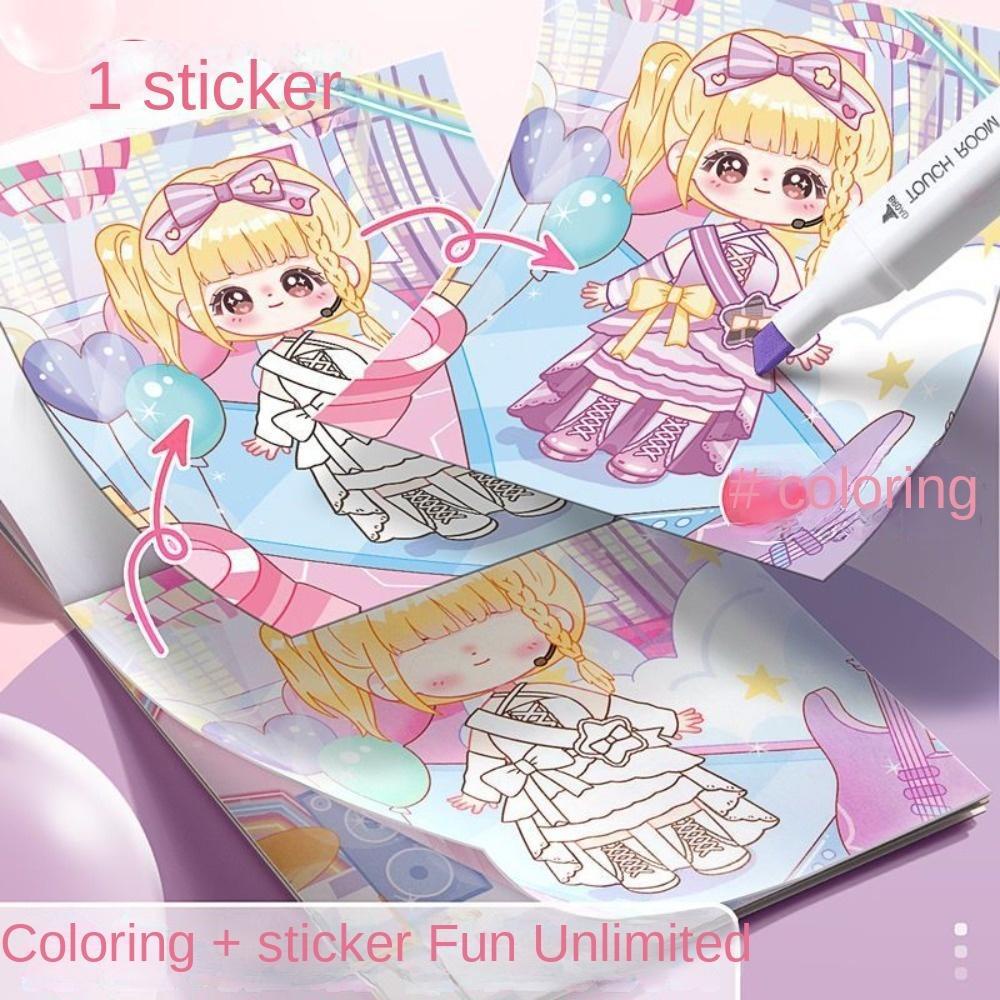 Agustina Kids Princess Stickers Book, Reusable Sticker DIY Dress Up Stickers, Cute Color Cognition Make Your Own Princess Sticker Paper DIY Painting Mainan Untuk Anak Hadiah