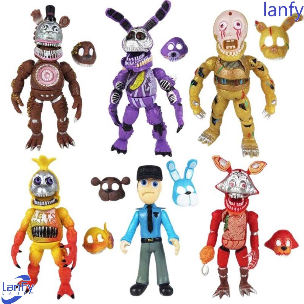 LANFY Lima Malam Di Mainan Freddy Hadiah Topeng Gaya Figure Mainan Chica Anime Peripheral Bonnie Freddy Bear Model Koleksi