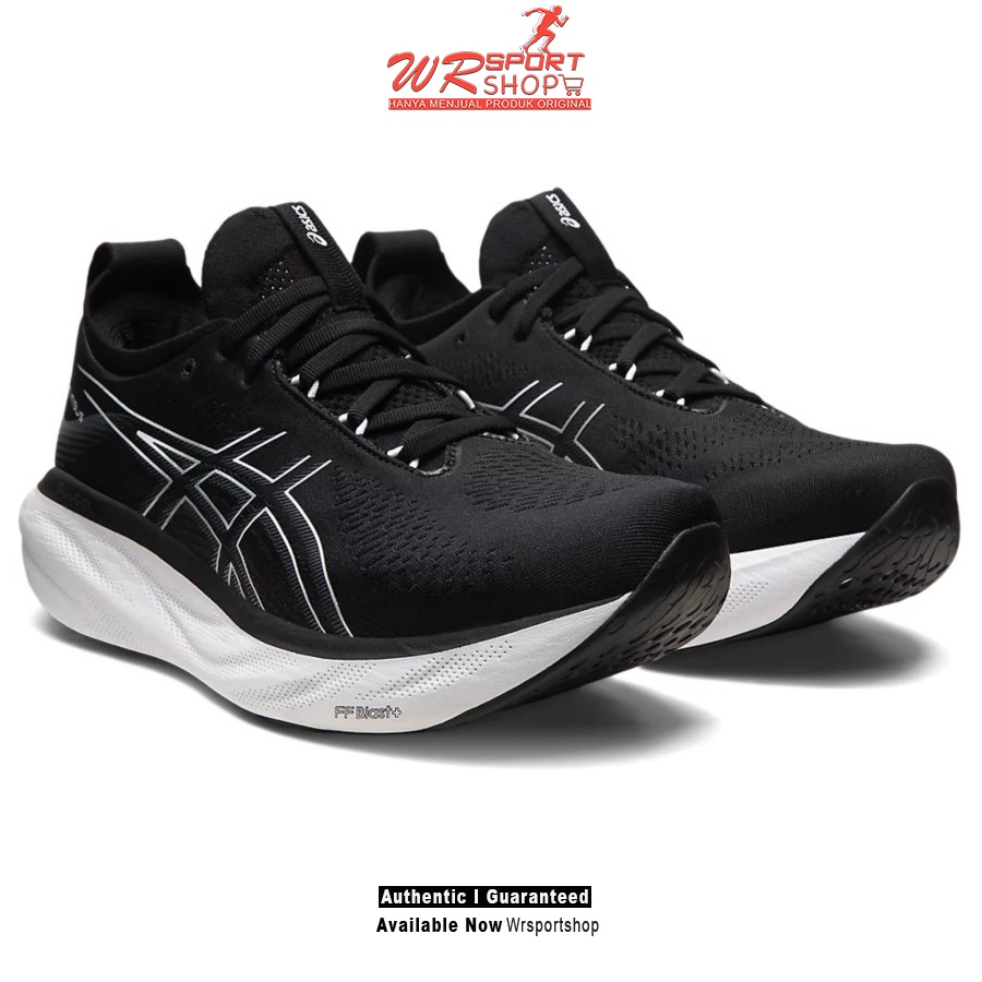 Sepatu Lari Pria Asics GEL-NIMBUS 25 Black White ORIGINAL