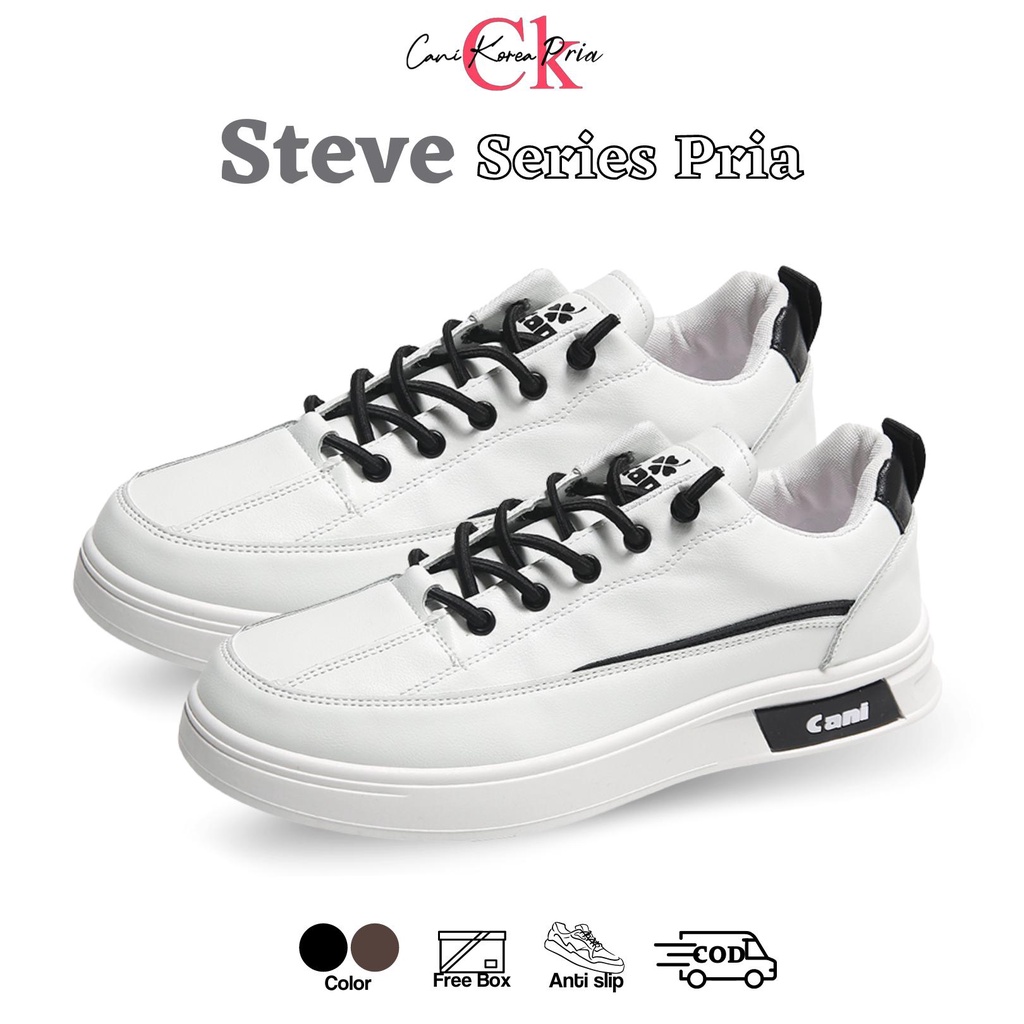 CaniKorea &quot;FREE BOX&quot; (Size 40-44)  Steve Sepatu Pria Sneakers Fashion Bertali Trendy Import 8124