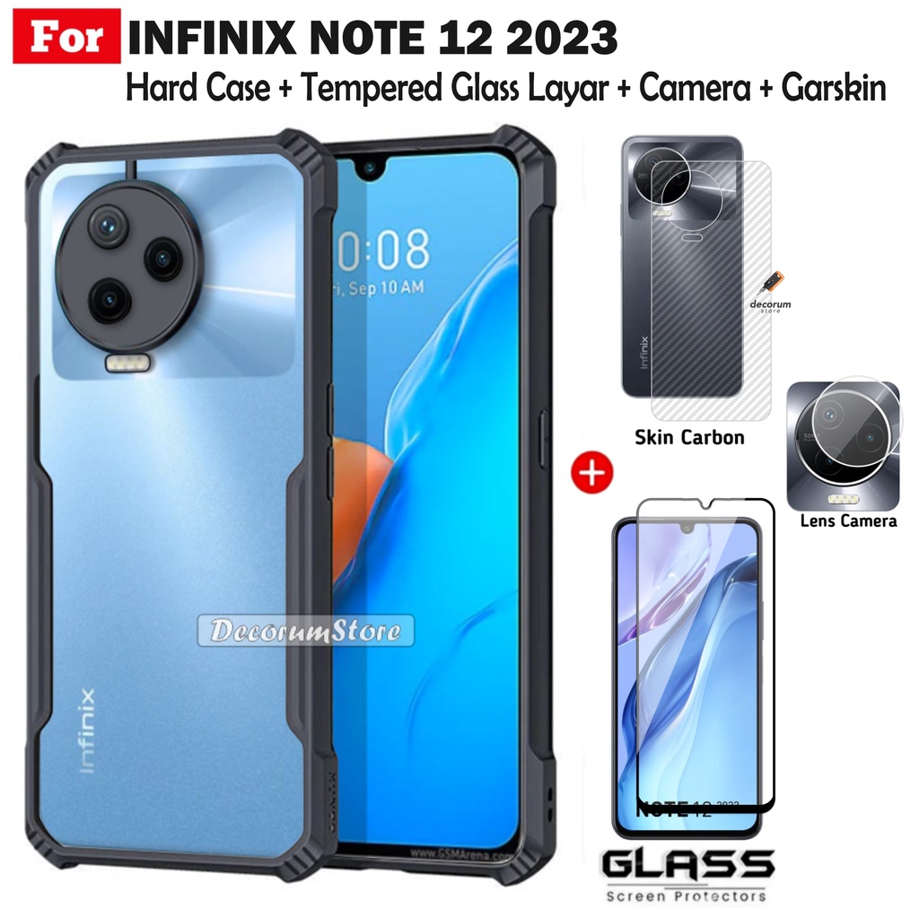 4in1 Case INFINIX NOTE 12 2023 Shockproof Fusion Free Anti Gores Layar Camera Dan Garskin Handphone