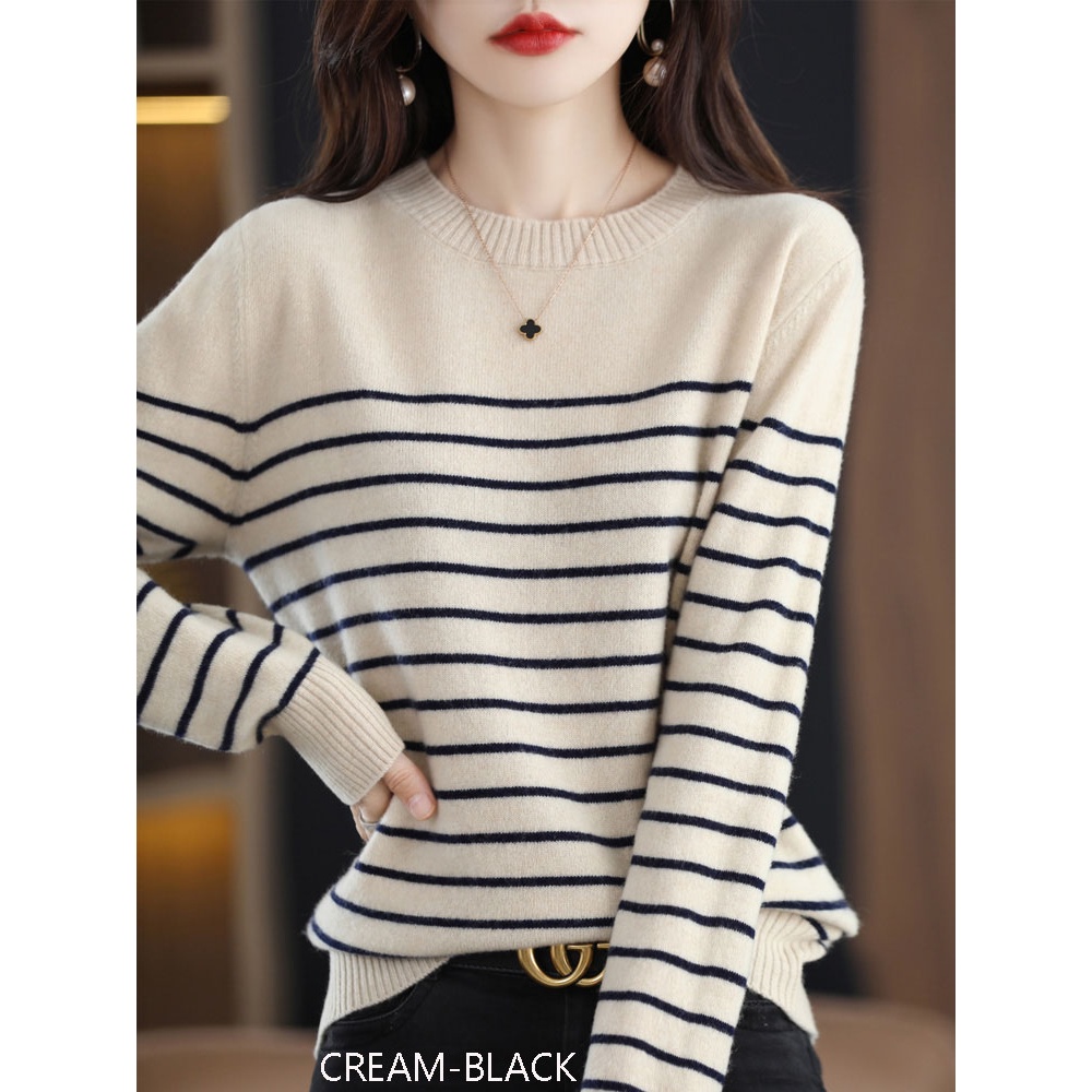 Blouse kombi stripe garis garis sweater blaster lengan panjang wanita