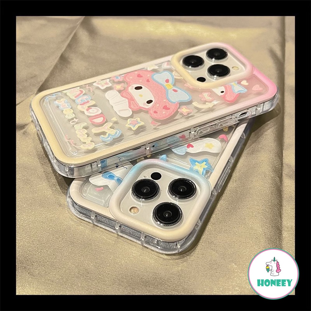 Kartun Melody Cinnamoroll Ponsel Case Kompatibel Untuk iPhone 14 Pro 12 13 Pro Max Case iPhone 11xr XS 8 7Plus Lembut Silikon Airbag Ponsel Cover