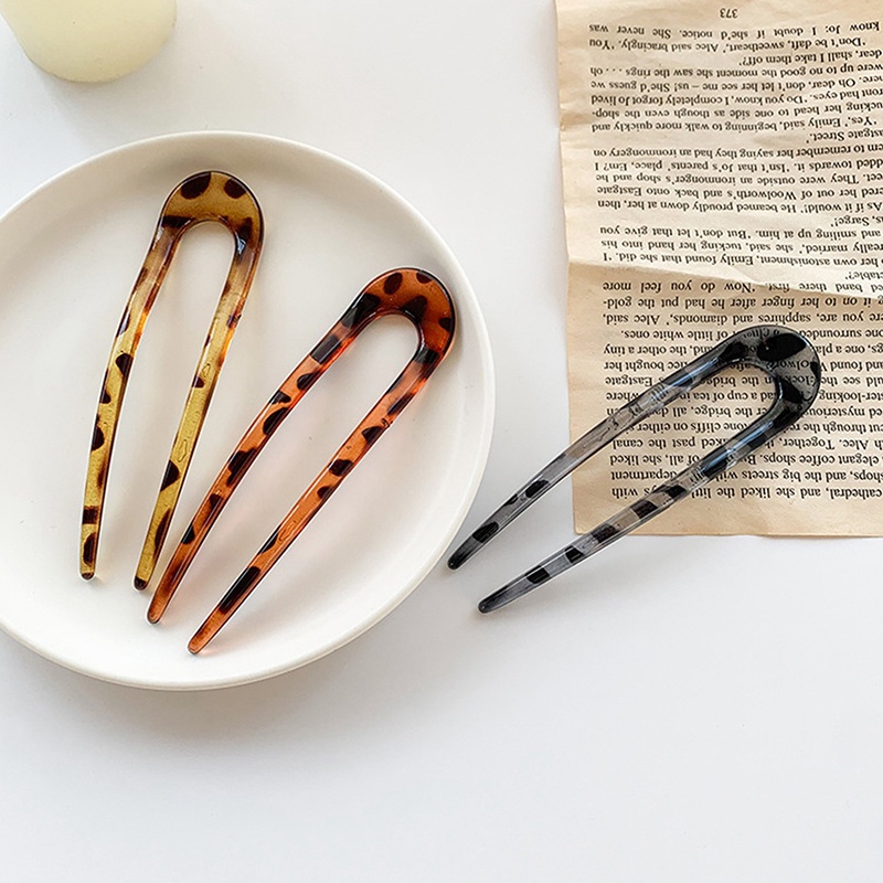 Influencer Asetat Jepit Rambut Gadis Bunga Berbentuk U Bola Kepala Piring Rambut Garpu Temperamen Sederhana Retro Hiasan Kepala