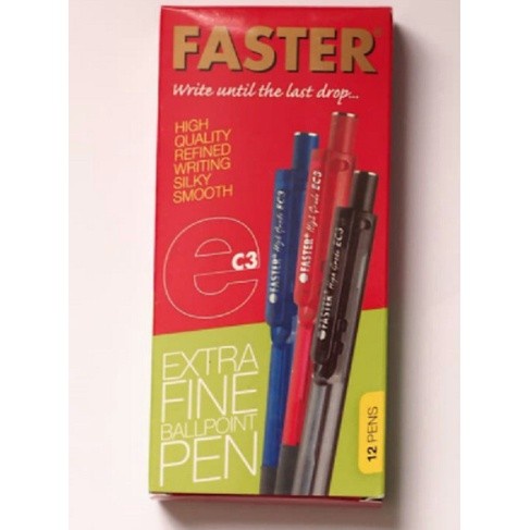 

PULPEN BOLPOINT FASTER CETEK EC3 LUSINAN 0.7 Hitam 12 PCS BOLPEN ATK